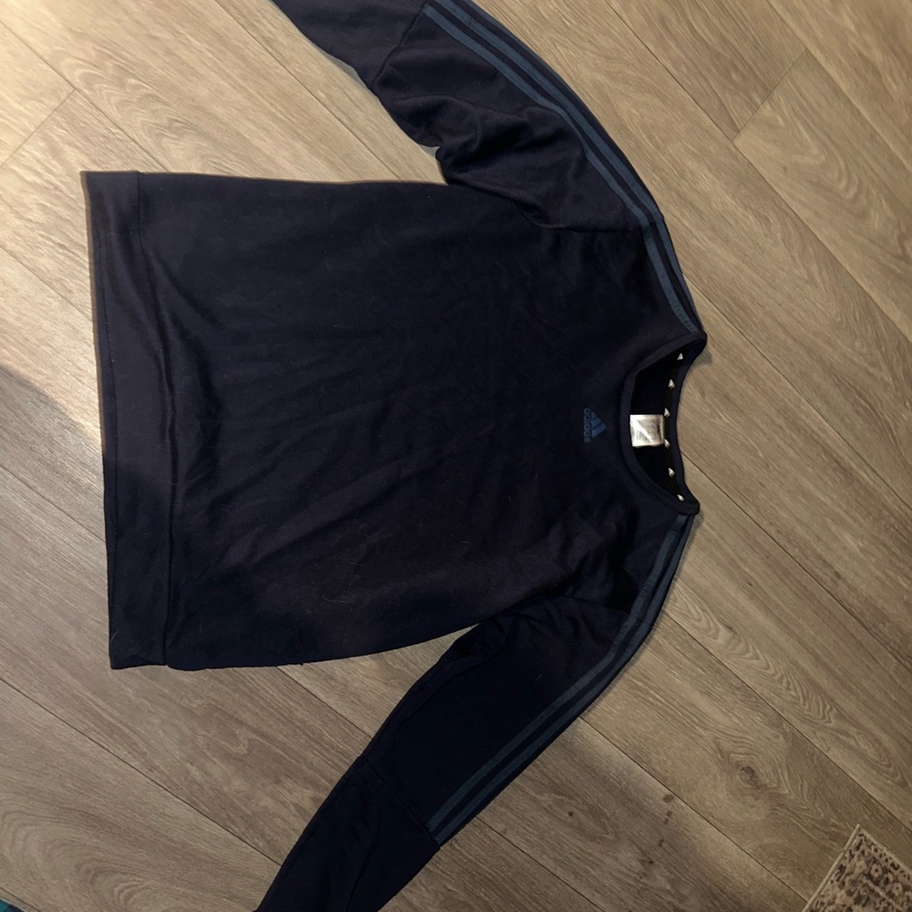 Adidas Dark Blue Crewneck with Stripes